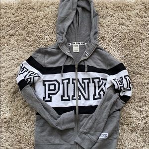 Pink Victory Secret Grey zip up sweatshirt